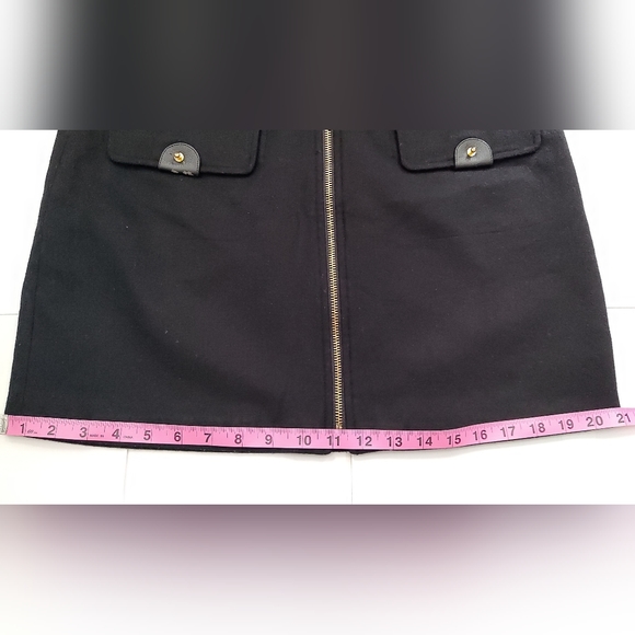Boston Proper Wool Blend Zip Front Black Mini Skirt Size 6 Pockets A-Line - Picture 8 of 10